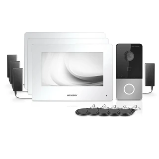 Wideodomofon Hikvision Hikvision KIT-IP-PL603-W, trzy monitory białe