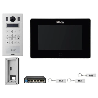 Wideodomofon IP BCS-PAN9201S-S + Monitor BCS-MON7300B-S Czarny, Podtynkowy