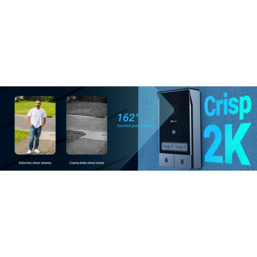 Wideodomofon EZVIZ HP7 2-rodzinny, 2-żyłowy, WiFi, 2 monitory, czytnik