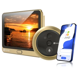 Wizjer elektroniczny do drzwi EZVIZ CS-DP2C Gold z kamerą na podczerwień i czujką PIR