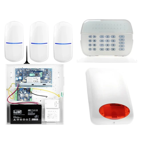 ZA12538 Zestaw alarmowy DSC 3x Czujnik ruchu Manipulator LED Powiadomienie GSM