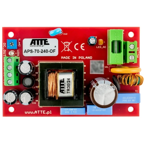 Zasilacz sieciowy SMPS 24V 3A 72W ATTE  APS-70-240-OF