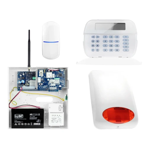 Zestaw alarmowy DSC 1x Czujnik ruchu Manipulator LCD Powiadomienie, Sterowanie, Konfiguracja GSM