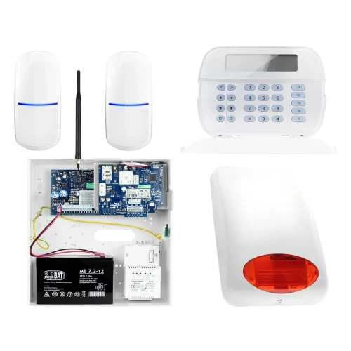 Zestaw alarmowy DSC 2x Czujnik ruchu Manipulator LCD Powiadomienie, Sterowanie, Konfiguracja GSM