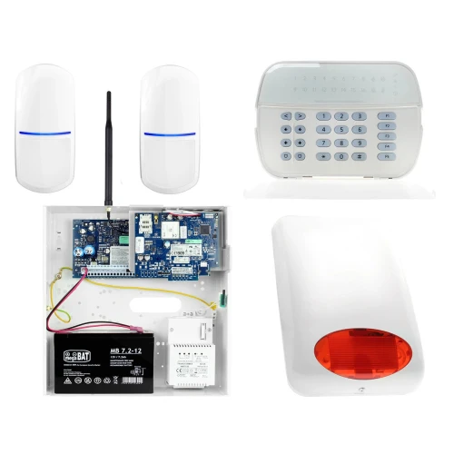 Zestaw alarmowy DSC 2x Czujnik ruchu Manipulator LED Powiadomienie, Sterowanie, Konfiguracja GSM