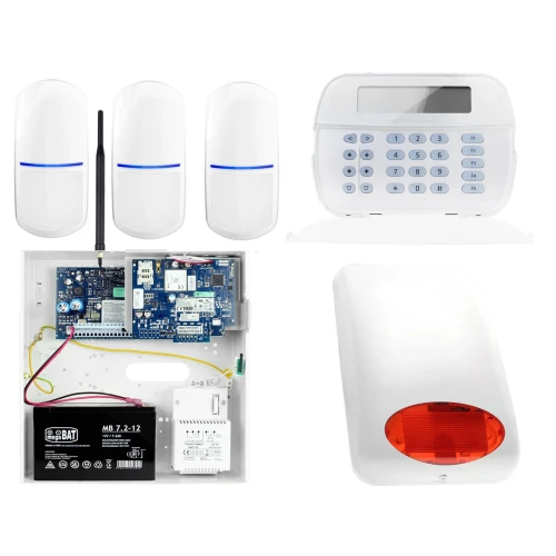 Zestaw alarmowy DSC 3x Czujnik ruchu Manipulator LCD Powiadomienie, Sterowanie, Konfiguracja GSM