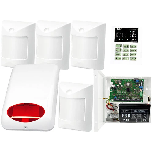 System alarmowy: Płyta główna CA-6 P,Manipulator CA-6 KLED-S, 4x Czujka wewnętrzne Amber, Sygnalizator Zewn., Akcesoria