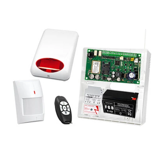 Alarm bezprzewodowy GSM + 1 Czujnik + Syrena zewnętrzna + Płyta główna MICRA + Pilot MPT-300 + Akcesoria