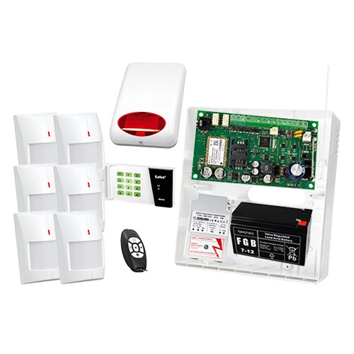 Zestaw alarmowy: Płyta główna MICRA, Manipulator bezprzewodowy MKP-300, 1xPilot MPT-300, 6x Czujka MPD-300, Sygnalizator SPL-5010 R  , Akcesoria