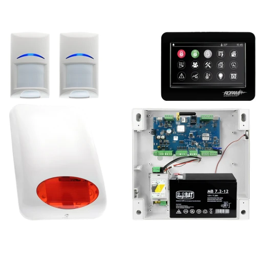 Zestaw alarmowy Ropam OptimaGSM 2 x Czujka Bosch Manipulator dotykowy TPR-4BS GSM 
