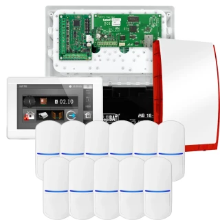 Zestaw alarmowy SATEL INTEGRA 32, 11x czujka PET, sygnalizator, biały manipulator INT-TSI-W