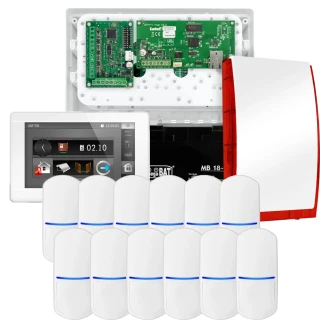 Zestaw alarmowy SATEL INTEGRA 32, 12x czujka PET, sygnalizator, biały manipulator INT-TSI-W