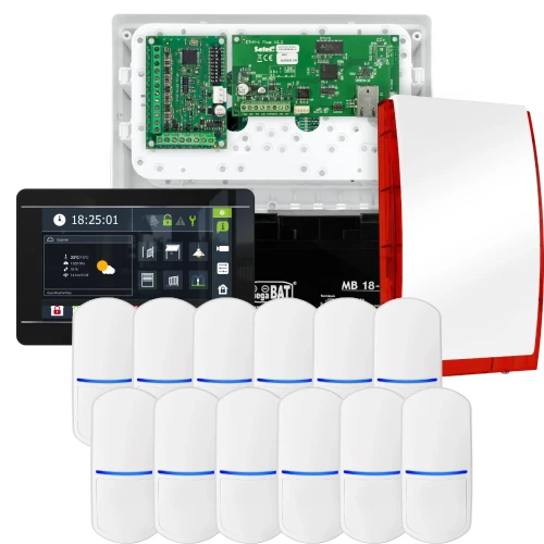 Zestaw alarmowy SATEL INTEGRA 32, 12x czujka, sygnalizator, czarny manipulator INT-TSI-B