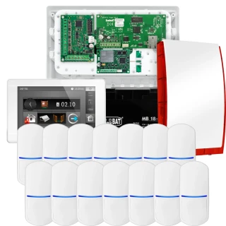 Zestaw alarmowy SATEL INTEGRA 32, 14x czujka PET, sygnalizator, biały manipulator INT-TSI-W, komunikacja LTE