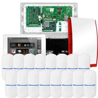 Zestaw alarmowy SATEL INTEGRA 32, 16x czujka PET, sygnalizator, biały manipulator INT-TSI-W, komunikacja LTE