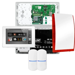 Zestaw alarmowy SATEL INTEGRA 32, 2x czujka PET, sygnalizator, biały manipulator INT-TSI-W, komunikacja LTE