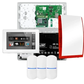 Zestaw alarmowy SATEL INTEGRA 32, 3x czujka PET, sygnalizator, biały manipulator INT-TSI-W, komunikacja LTE