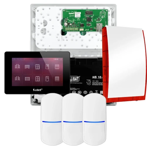 Zestaw alarmowy SATEL INTEGRA 32, 3x czujka PET, sygnalizator, czarny manipulator INT-TSH2-B