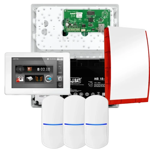 Zestaw alarmowy SATEL INTEGRA 32, 3x czujka , sygnalizator, biały manipulator INT-TSI-W