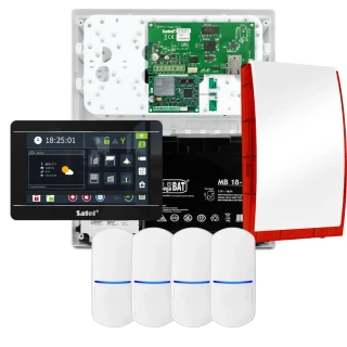 Zestaw alarmowy SATEL INTEGRA 32, 4x czujka , sygnalizator, czarny manipulator INT-TSI-B, komunikacja LTE