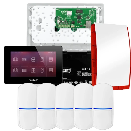 Zestaw alarmowy SATEL INTEGRA 32, 5x czujka PET, sygnalizator, czarny manipulator INT-TSH2-B