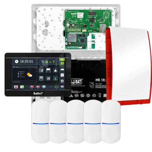 Zestaw alarmowy SATEL INTEGRA 32, 5x czujka , sygnalizator, czarny manipulator INT-TSI-B, komunikacja LTE