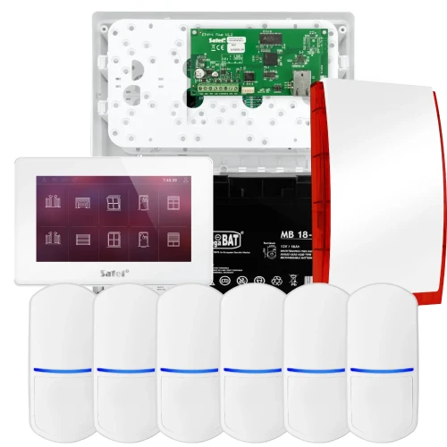 Zestaw alarmowy SATEL INTEGRA 32, 6x czujka , sygnalizator, biały manipulator INT-TSH2-W