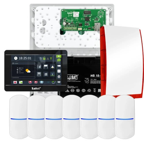 Zestaw alarmowy SATEL INTEGRA 32, 7x czujka PET, sygnalizator, czarny manipulator INT-TSI-B
