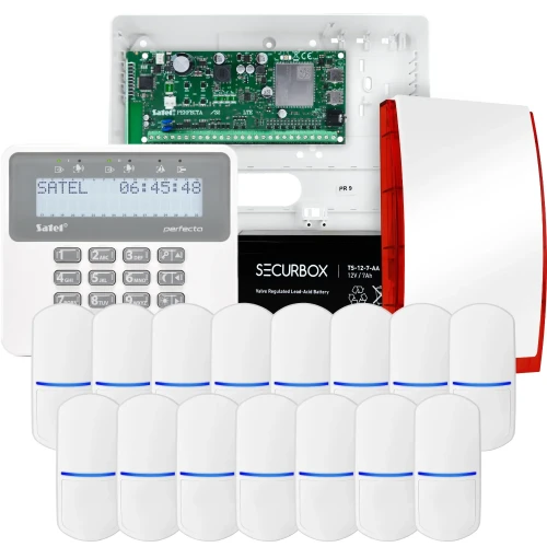 Zestaw alarmowy SATEL PERFECTA 32 LTE, 15x czujka PET, sygnalizator, manipulator