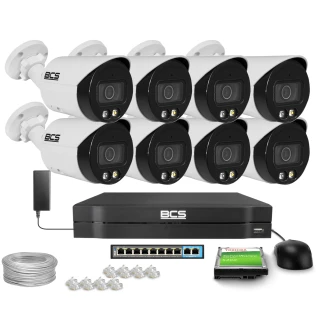 Zestaw do monitorignu IP 8x BCS-L-TIP16FCR3L3-Ai1 6Mpx, NightColor, Whitelight 30m, WDR120dB, Sztuczna inteligencja
