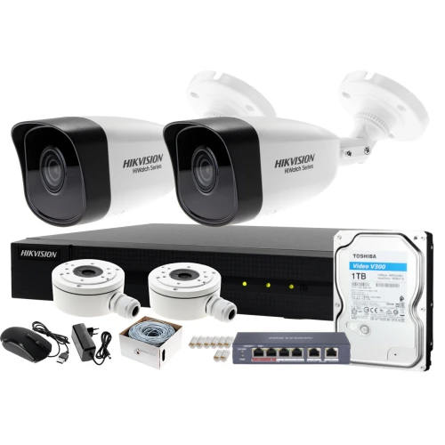 Zestaw do monitoringu: 2x Kamera HWI-B140H + Rejestrator HWN-4104MH + Akcesoria