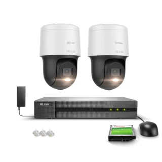 Zestaw do monitoringu 2x Kamera obrotowa PTZ-N4MP, 4Mpx, PoE, H.265+ Hilook Hikvision