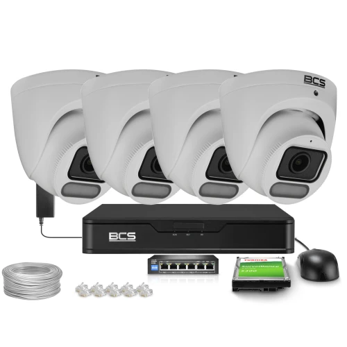 Zestaw do monitoringu 4x BCS-P-EIP28FCL3-Ai1 8 Mpx, WhiteLight, WDR120dB, NightColor