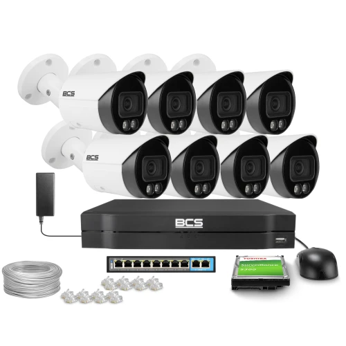 Zestaw do monitoringu 8x BCS-L-TIP15FCR3L3-AI1 5Mpx, 2.8 mm, 0.007Lux BCS