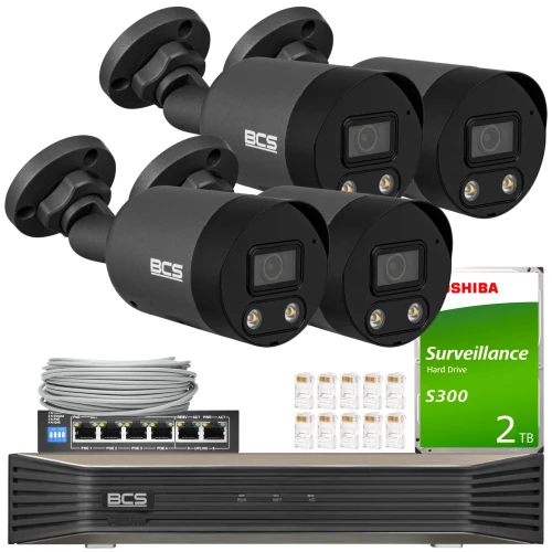 Zestaw do monitoringu BCS Point  4x BCS-P-TIP28FWR3L2-Ai2-G NightColor, ADC, funkcje inteligentne