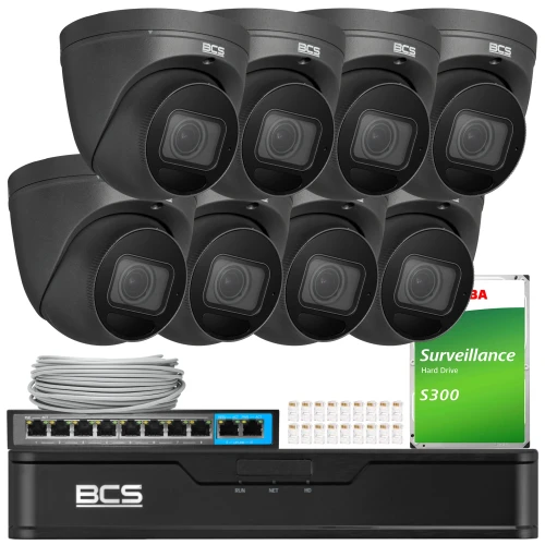 Zestaw do monitoringu BCS Point 8x BCS-P-EIP58VSR4-Ai2-G 8Mpx , SkyLight, IR 40m, mikrofon