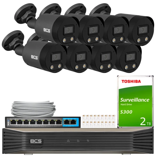 Zestaw do monitoringu BCS Point  8x BCS-P-TIP28FWR3L2-Ai2-G NightColor, ADC, funkcje inteligentne