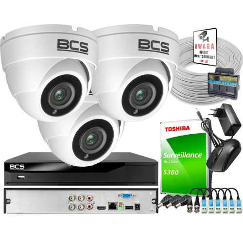 Zestaw do monitoringu BCS-XVR0401 3x Kamera BCS-DMQ4203IR3-B Dysk 1TB