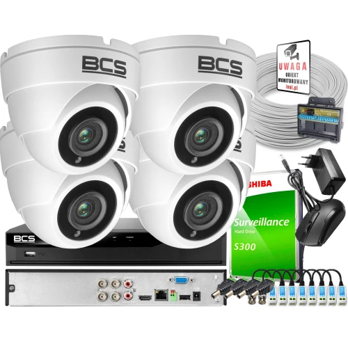Zestaw do monitoringu BCS-XVR0401 4x Kamera BCS-DMQ4203IR3-B Dysk 1TB