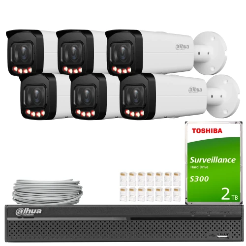 Zestaw do monitoringu Dahua 6x IPC-HFW2649T-ZAS-IL-27135, Smart Dual Light, SMD+, Full-Color, WDR, Funkcje AI