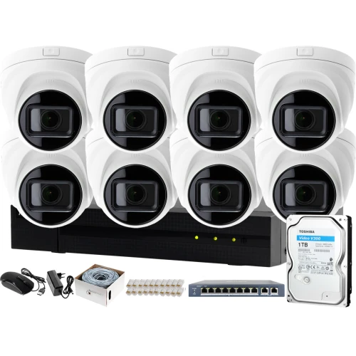 Zestaw do monitoringu firmy, biura, domu prosty montaż Hikvision Hiwatch Rejestrator IP HWN-4108MH + 8x Kamera FullHD HWI-T621H-Z + Akcesoria