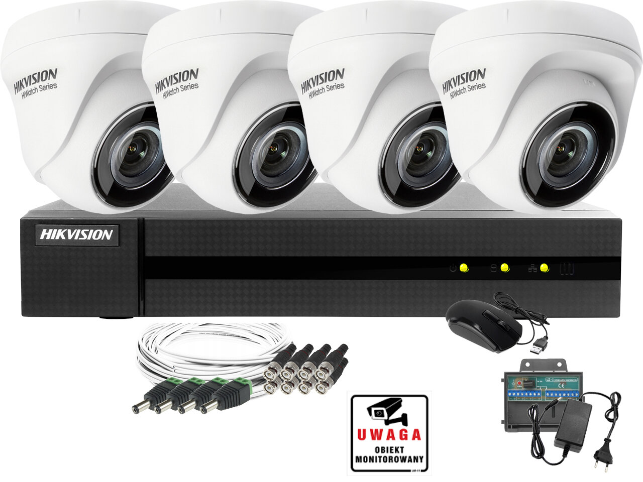 Zestaw Do Monitoringu HD Hikvision Rejestrator Cyfrowy 4 Kamery IVEL PL