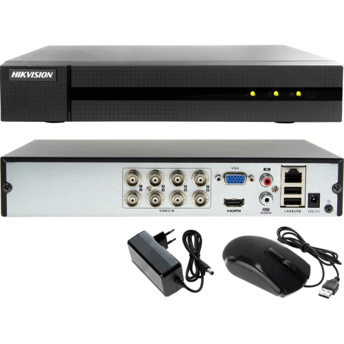 Kompletny zestaw do monitoringu firmy, parkingu Hikvision Hiwatch Turbo HD, AHD, CVI rejestrator 8 kanałowy, 6 x HWT-B140-M, 1TB, Akcesoria