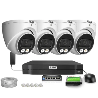 Zestaw do monitoringu IP 4x BCS-L-EIP14FCR3L3-Ai1, 4Mpx, SkyLight, IR 30m, WDR 120dB