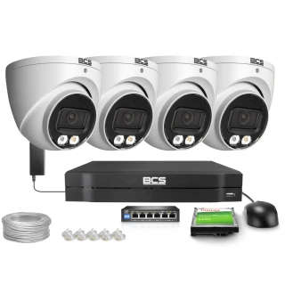 Zestaw do monitoringu IP 4x BCS-L-EIP14FSR3L3, 4Mpx, SkyLight, IR 30m, WDR 120dB