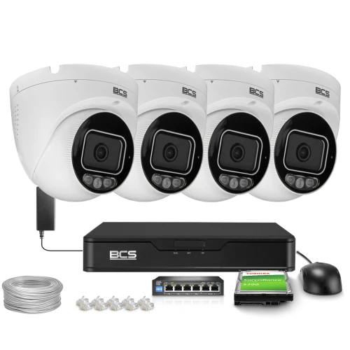 Zestaw do monitoringu IP 4x BCS-P-EIP28FSR3L3-AI2(2) 8Mpx, ADC, WhiteLight, WDR130dB, NightColor