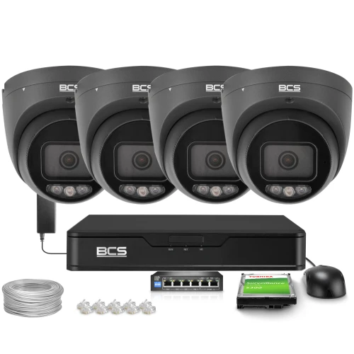 Zestaw do monitoringu IP 4x BCS-P-EIP28FSR3L3-AI2-G(2) 8Mpx, ADC, WhiteLight, WDR130dB, NightColor