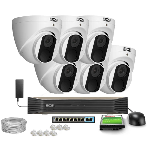 Zestaw do monitoringu IP 6x BCS-P-EIP14FSR3-AI 4Mpx, SkyLight, IR 30m, WDR120dB, Sztuczna inteligencja