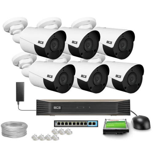 Zestaw do monitoringu IP 6x BCS-P-TIP14FSR5(2), 4Mpx, IR50m, SkyLight, WDR120dB