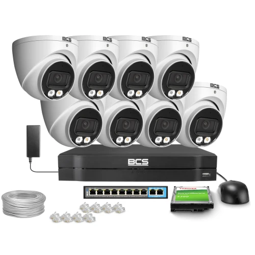 Zestaw do monitoringu IP 8x BCS-L-EIP14FSR3L3, 4Mpx, SkyLight, IR 30m, WDR 120dB